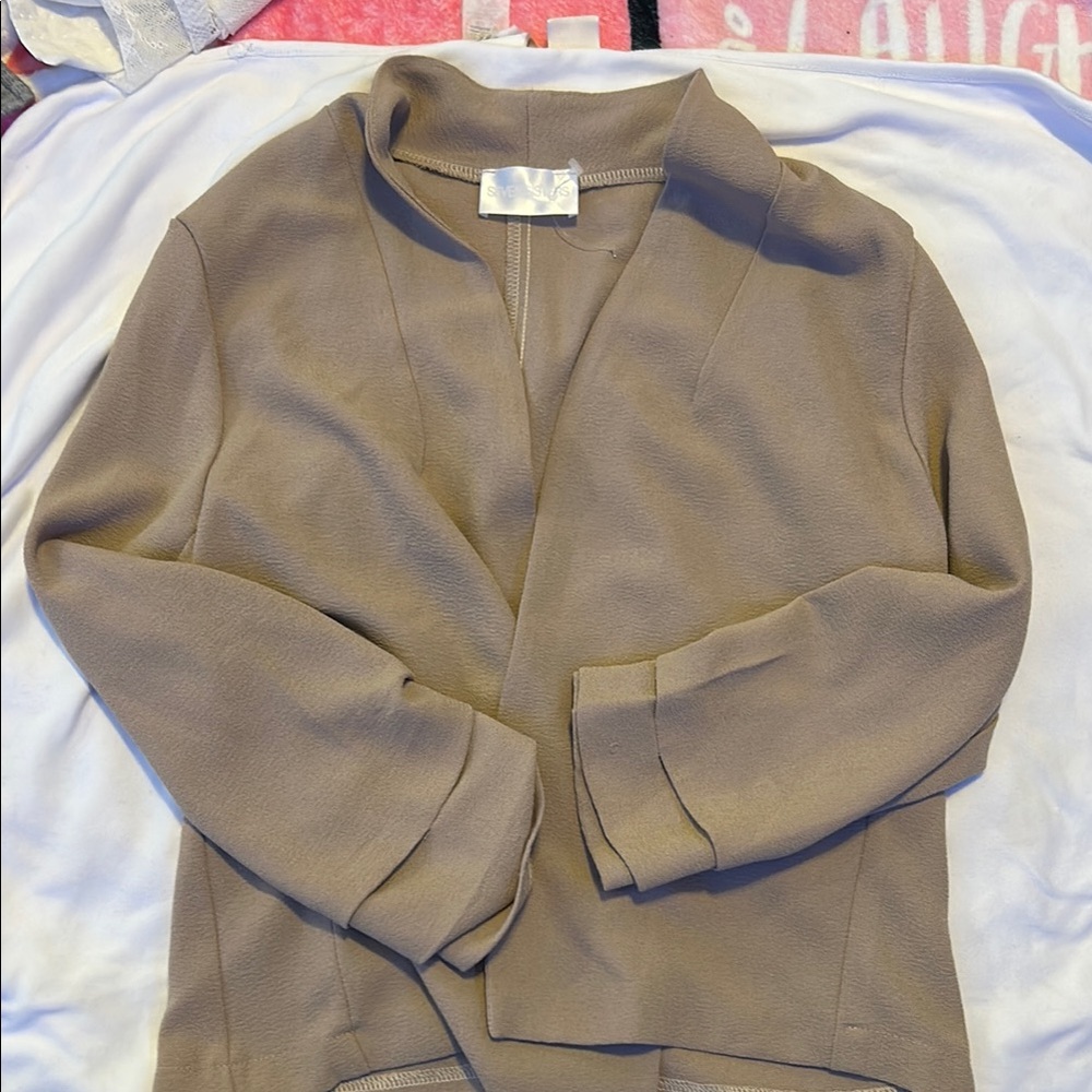 Tan Open Front Blazer
